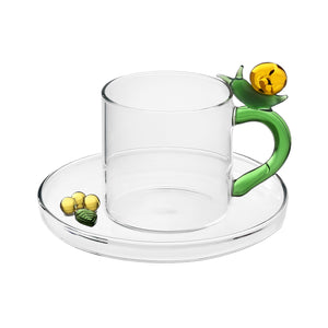 Fruit & Flowers Coffee cup acorns w/ saucer snail