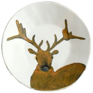 Majolica Deer Soup Plate