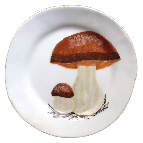 Majolica Porcini Mushrooms Dessert Plate