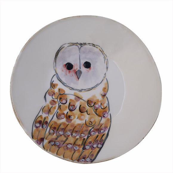 Majolica Owl Deep Plate