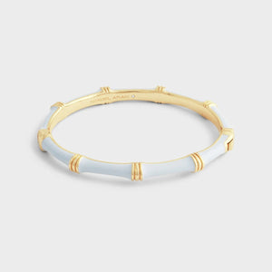 Bamboo Enameled Hinged Bangle, Pale Blue