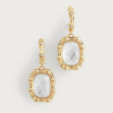 Bamboo With Stone Drop Earrings - Mother Of Pearl