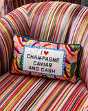 Caviar and Cash Needlepoint Pillow
