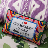 Caviar and Cash Needlepoint Pillow