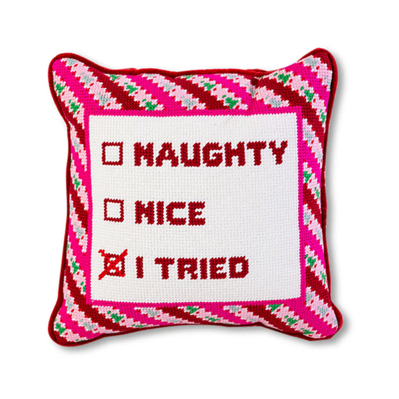 I Tried Needlepoint pillow