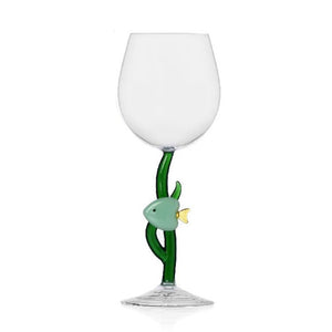 Marine Garden Stemmed Glass Green Fish