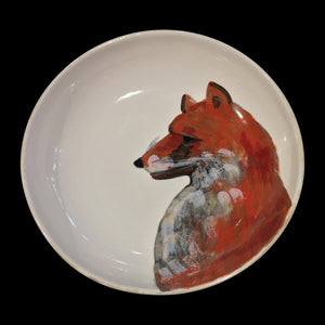Majolica Large Round Dish Fox