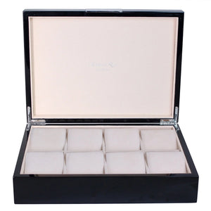 Large Black Watch Box With Silver