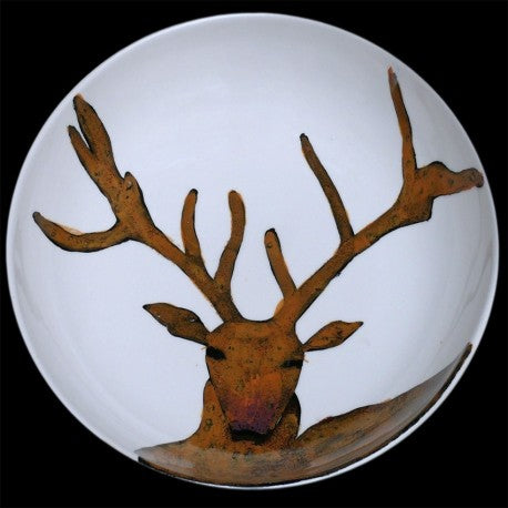 Majolica Deer Large Round Dish