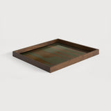 Second Nature tray Glass Moss square - L