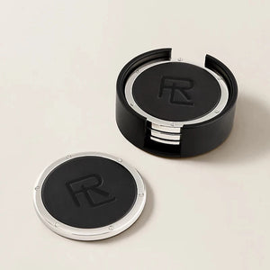 RL Stacked Leather Coaster Set