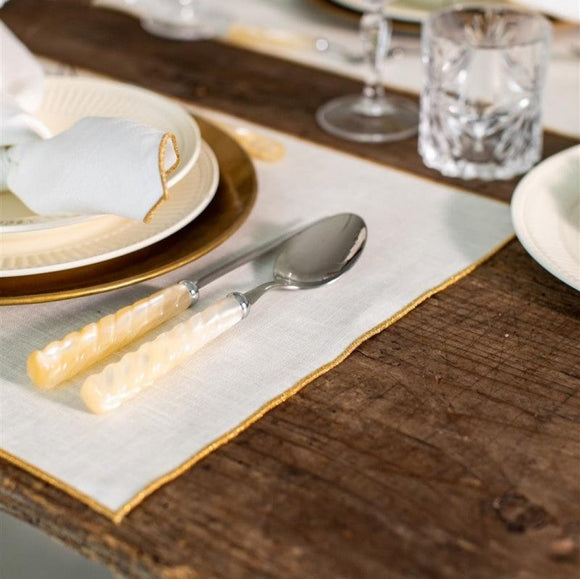 Filo Linen Placemat, Avorio - Gold