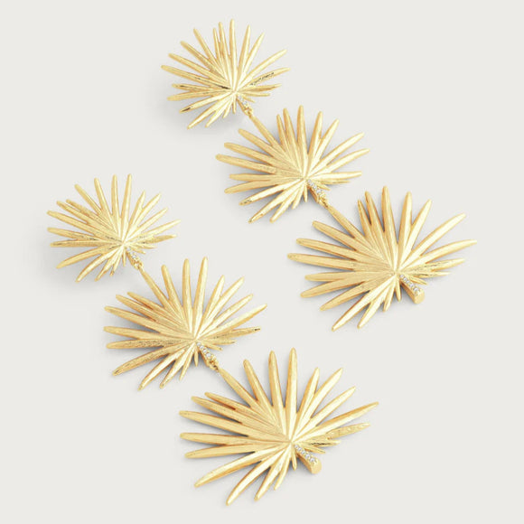 Triple Fan Palm Dangle Earrings Large