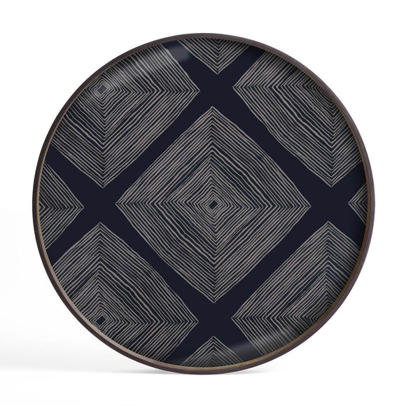 Ink Linear Squares Glass Tray
