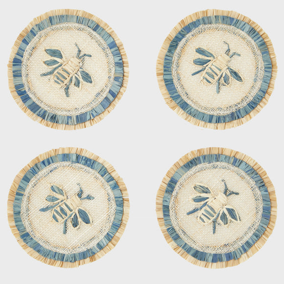 Bee straw coasters, set of four